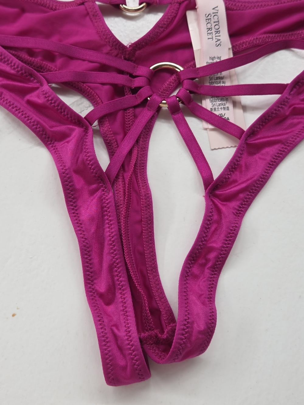 Victoria's Secret Fuchsia Strappy High-Leg Thong with Ring Detail